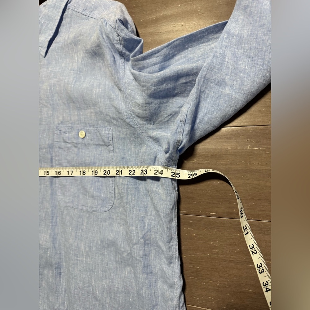 Ralph Lauren Purple Label Linen Sky Blue Casual Button Down Shirt Men’s SZ XL - Picture 14 of 15